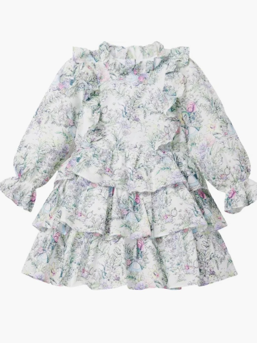 Disney x Jane and Jack Ruffle Dress Alice in Wonderland Tier Floral Pastel Print